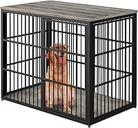 Vista 21 de Mueble de jaula para perros XXL de 48" con 3 puertas, jaula de madera combinada para mascotas, perrera resistente de interior para perros medianos a