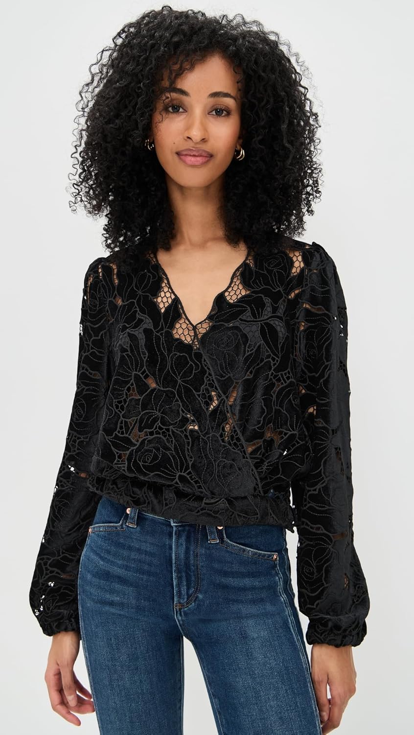 Generation Love Women's Loralie Velvet Lace Wrap Blouse - Image 2