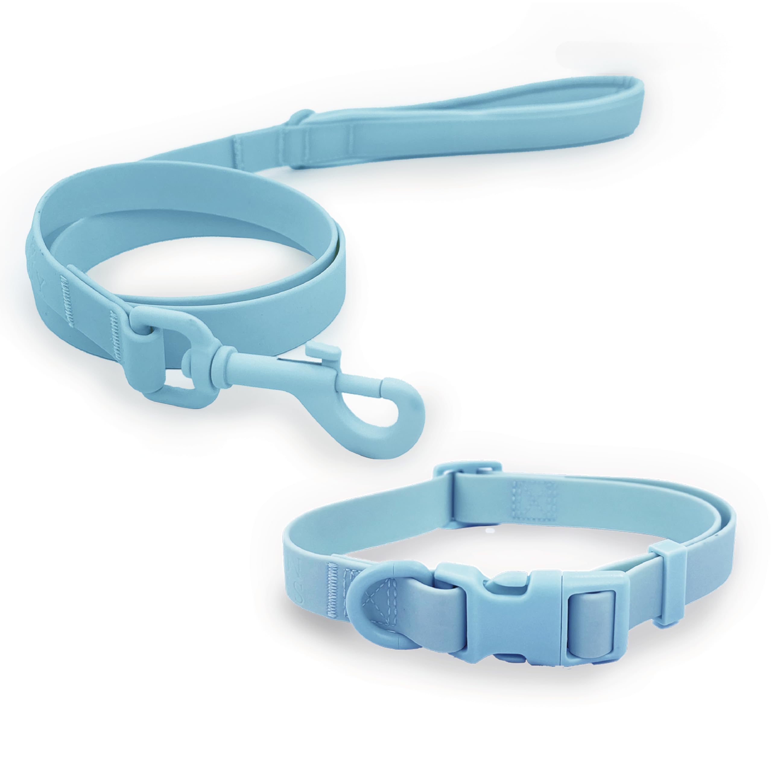 HugglePets Skye & Murphy Snappy - Set guinzaglio e collare Snappy per cani, resistente alle intemperie, facile da pulire, con collari, blu oceano, taglia L, 40-45 cm, set collare e guinzaglio