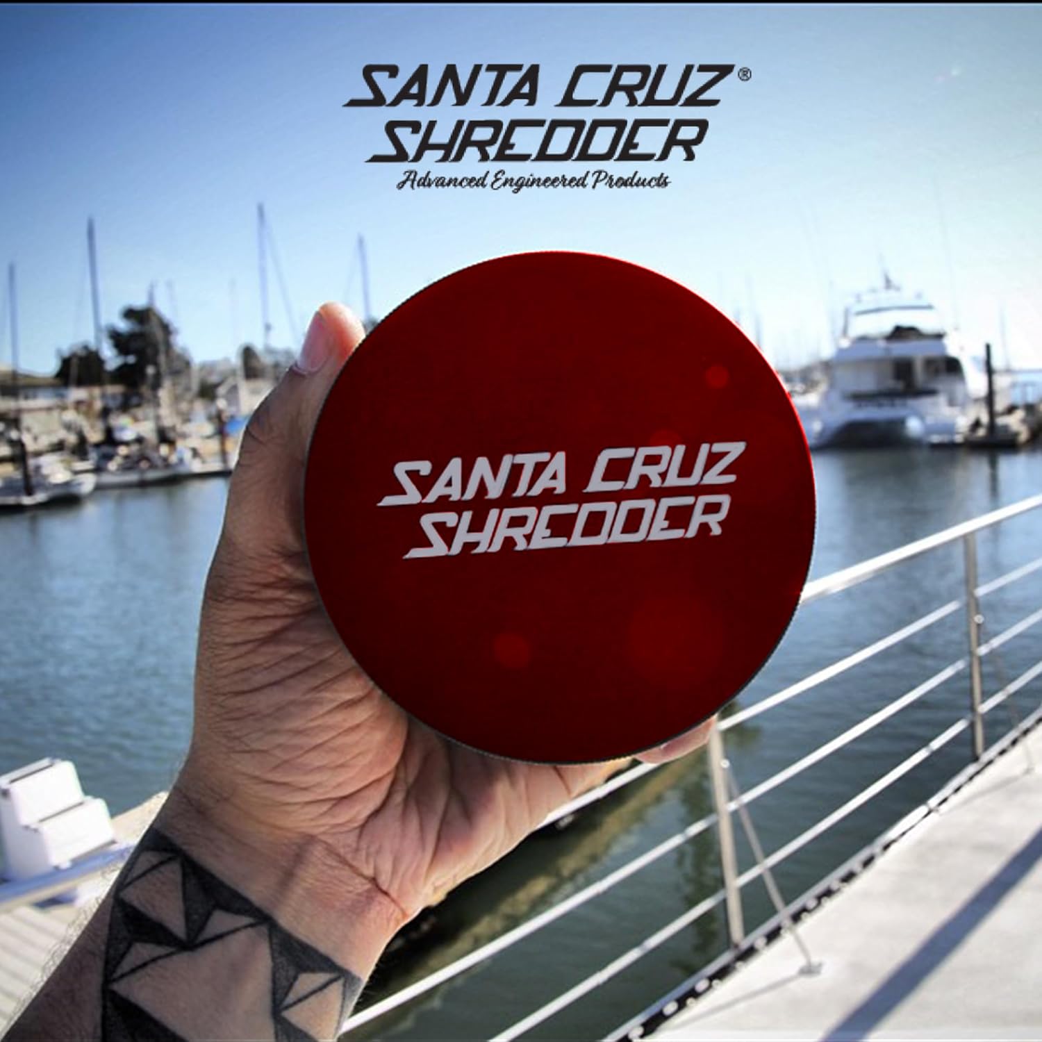 Santa Cruz Shredder Jumbo Metal Herb Grinder Knurled Top for Stronger Grip 3-Piece 4" (Rasta)