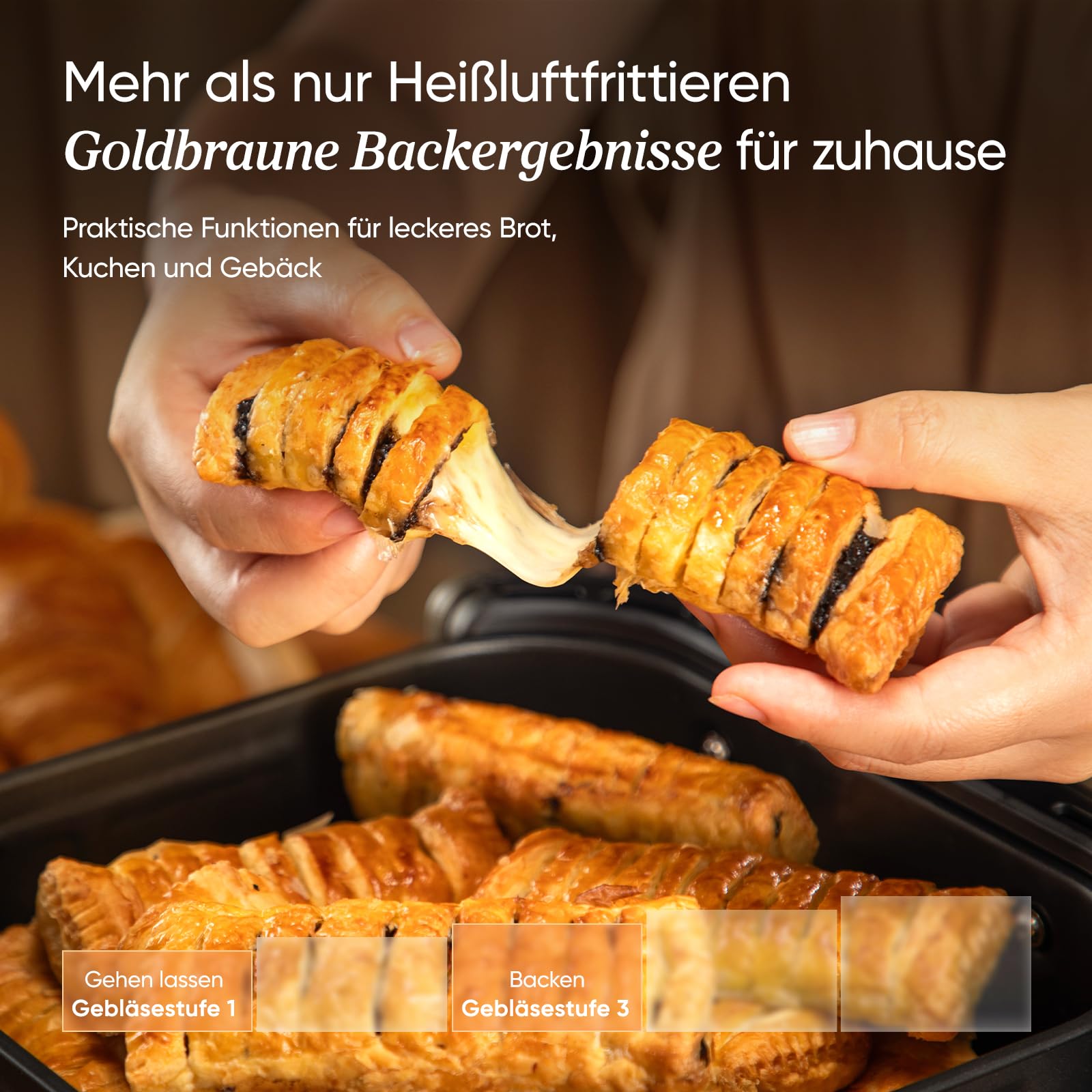 Cosori Turboblaze Airfryer Heißluftfritteuse 9-in-1 XXL 6L leiser DC Motor 5 Geschwindigkeitsstufen Grillen Backen Gären Dehydrieren Tiefkühlen 87 Rezepte 64% energiesparend