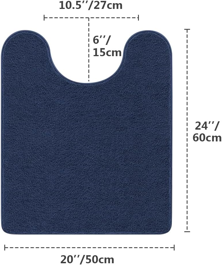 VANZAVANZU Toilet Rugs for Bathroom U Shaped, Contour Bath Rugs for Toilet Bath Mats for Bathroom Non Slip Extra Soft Absorbant Microfiber Shaggy Thick Toilet Rugs U Shaped (U 20"*24", Navy Blue) - Image 2