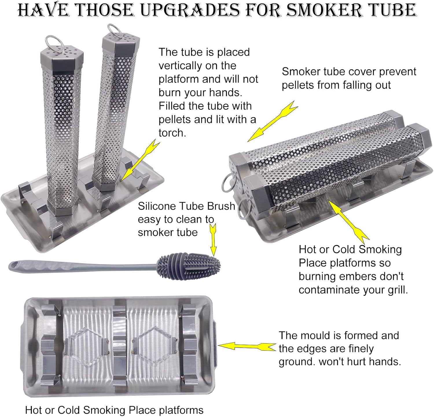 Wood Pellet Grill Smoker Magnetic Power Cord Organizer & 2-Pack 12" Pellet Smoker Tube