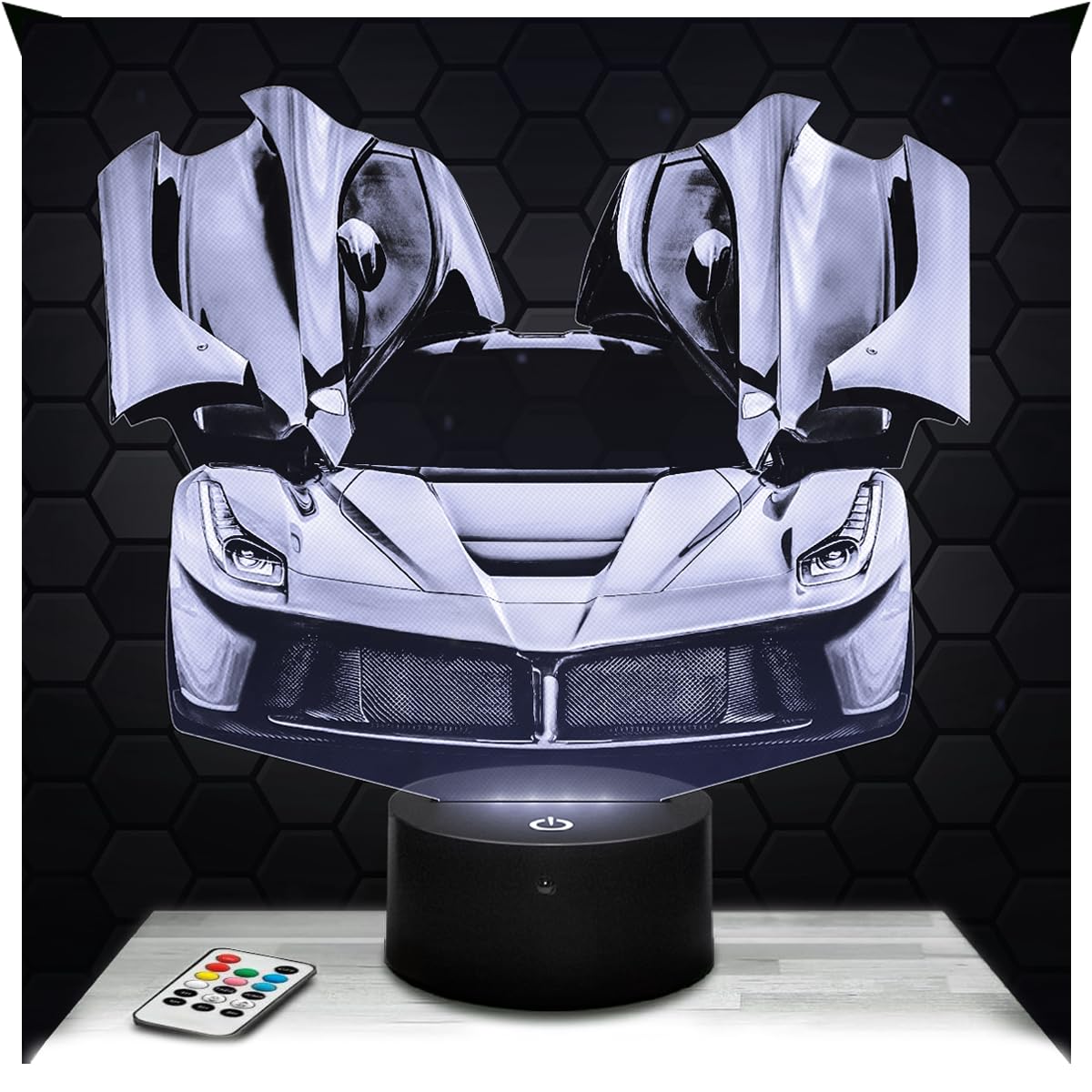 Lampephoto.fr - 3D Lamp The Ferra Automobile Italian Car, Touch LED Night Light, 3D Hologram Effect, Christmas Birthday Gift Idea for Men, Bedroom Decoration Object
