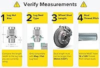 Vista 2 de StanceMagic - 20 tuercas cromadas plateadas estilo Mag con arandela - 0.472 in x 1.25, roscas de 12 x 1.25 - 1.5 pulgadas de longitud - 0.827 in