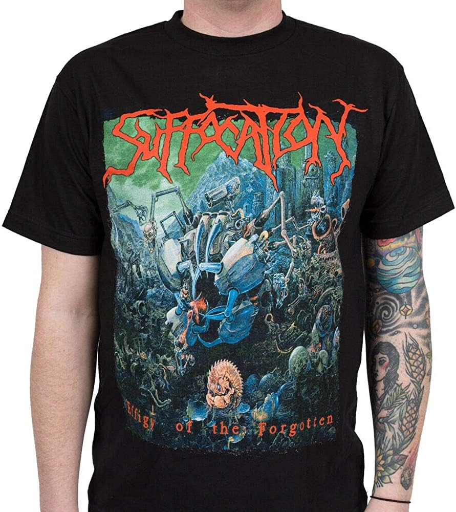 Geboan Men's Black Suffocation Effigy Death Metal T-Shirt
