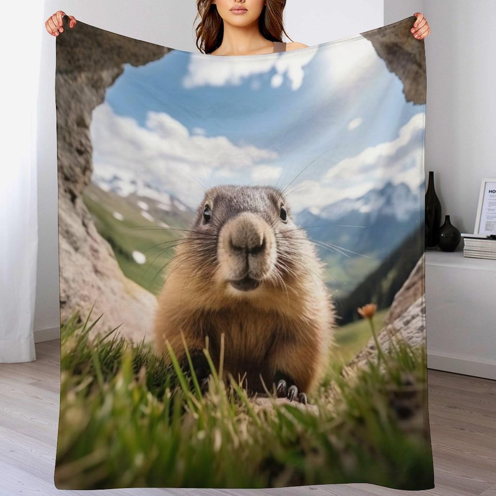 Couverture polaire marmotte en flanelle premium toutes saisons