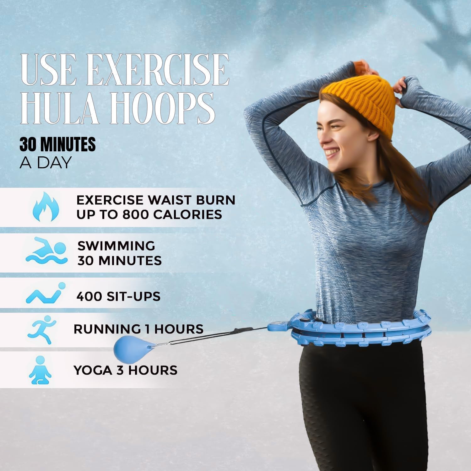 Hula Hoop Fitness, 24 Pièces Réglable Amovibles Cerceau Hula Hoop, 360