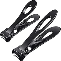 Mudder Oversized Thick Nail Clippers Set, 2 Sizes Stainless Steel Wide Jaw for Tough Toenails Fingernails, Sharp Trimmer for Men Women Elders Black