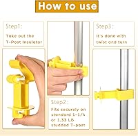 Vista 4 de Geiserailie 66 unidades aislantes eléctricos de poste en T, extensor de aislador de madera, cable eléctrico estándar, ajuste cómodo, clip de poste