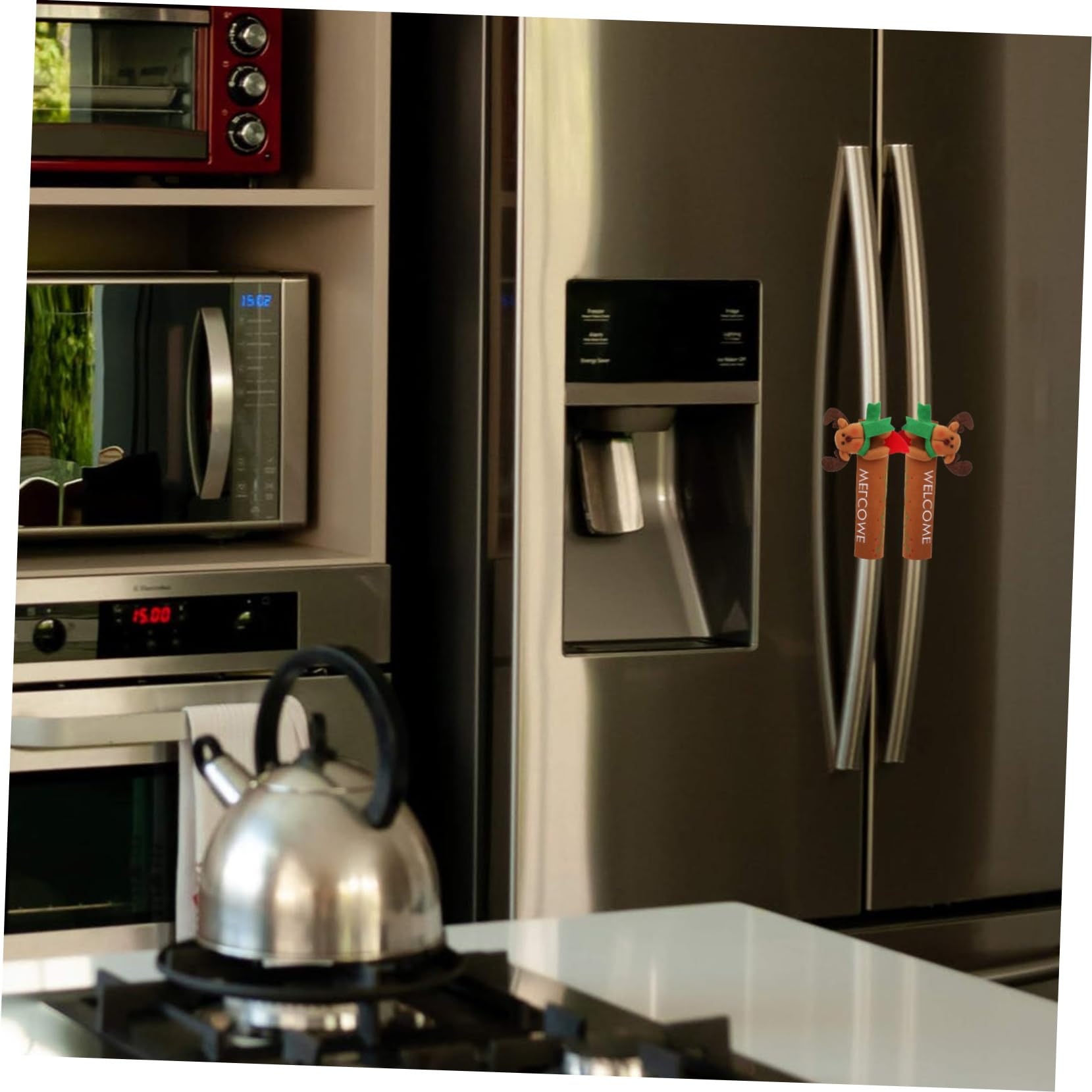 Uonlytech 10 Piezas cubierta del refrigerador cubierta de mango de microondas de navidad adornos navideños para el refrigerador adornos navideños para casa christmas decorations for home