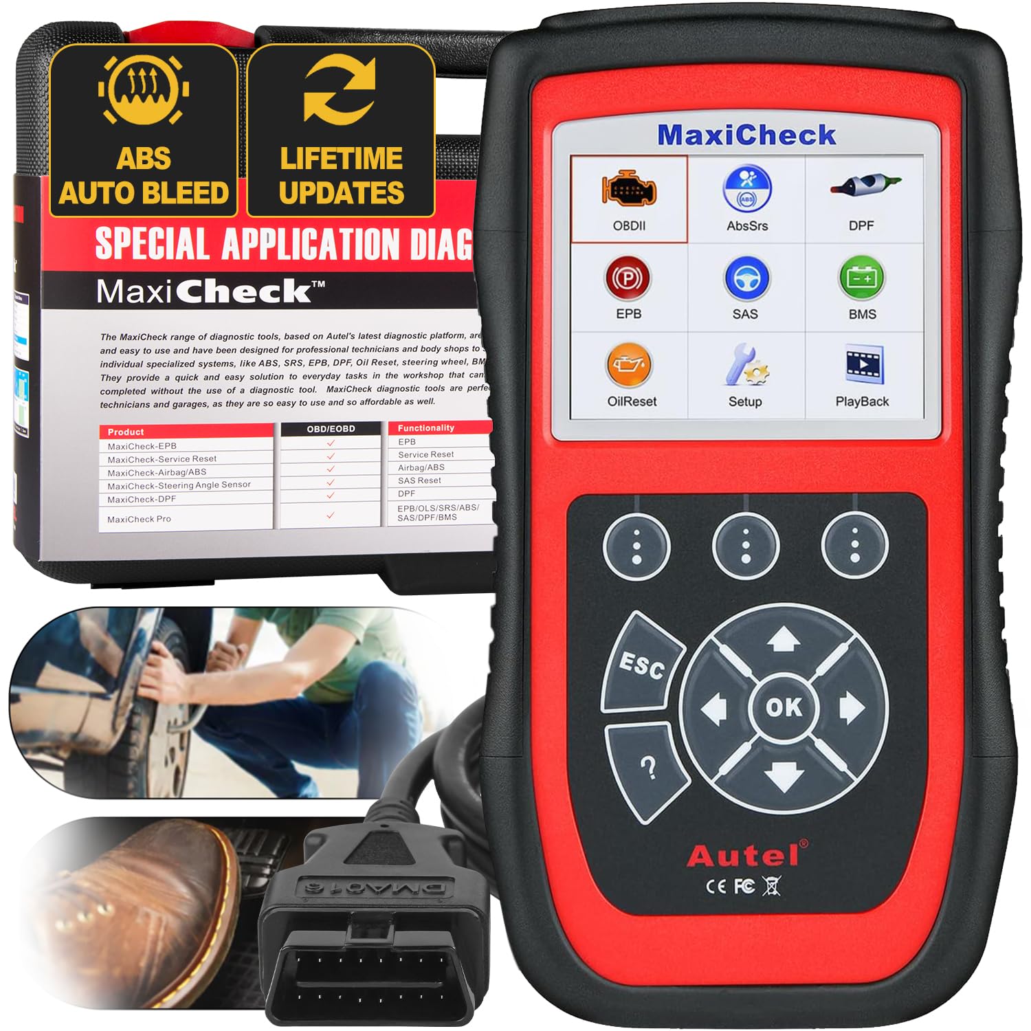 AutelMaxiCheck Pro OBD2 Scanner Automotive Diagnostic Scan Tool with ABS Auto Bleed, SRS Airbag, Oil Reset, SAS, EPB, BMS