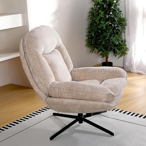 Miniatura 8 de 1 paquete de 1 silla giratoria libre de 360 para sala de estar, ligeramente mecedora de 20, respaldo tapizado de 24 pulgadas de alto, diseño