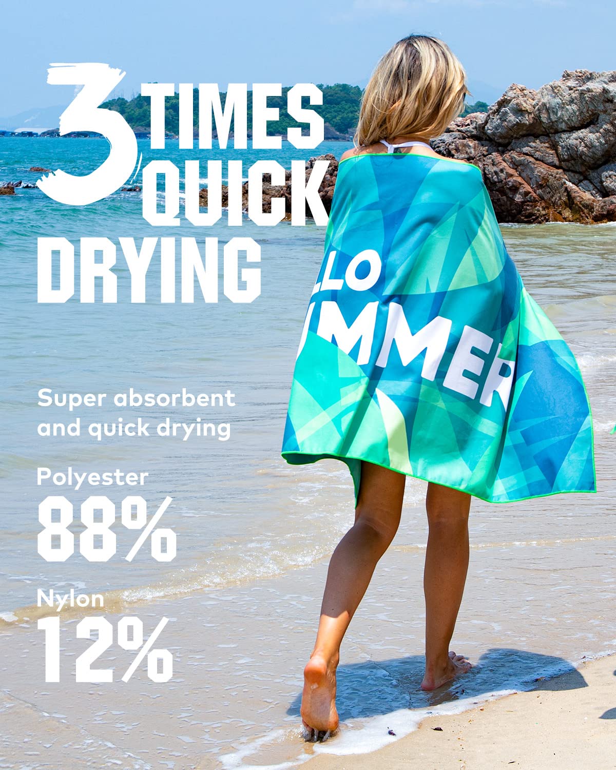 Serviette De Plage XXL 160x80cm En Microfibre - Séchage Rapide, Anti-Sable, Portable - Pour Piscine, Voyage, Camping - 6