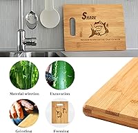 Vista 2 de Tabla de charcutería de tiburón de 13 pulgadas Tablas de cortar hechas a mano Tabla de bambú Grabado con láser Tabla de cortar de tiburón