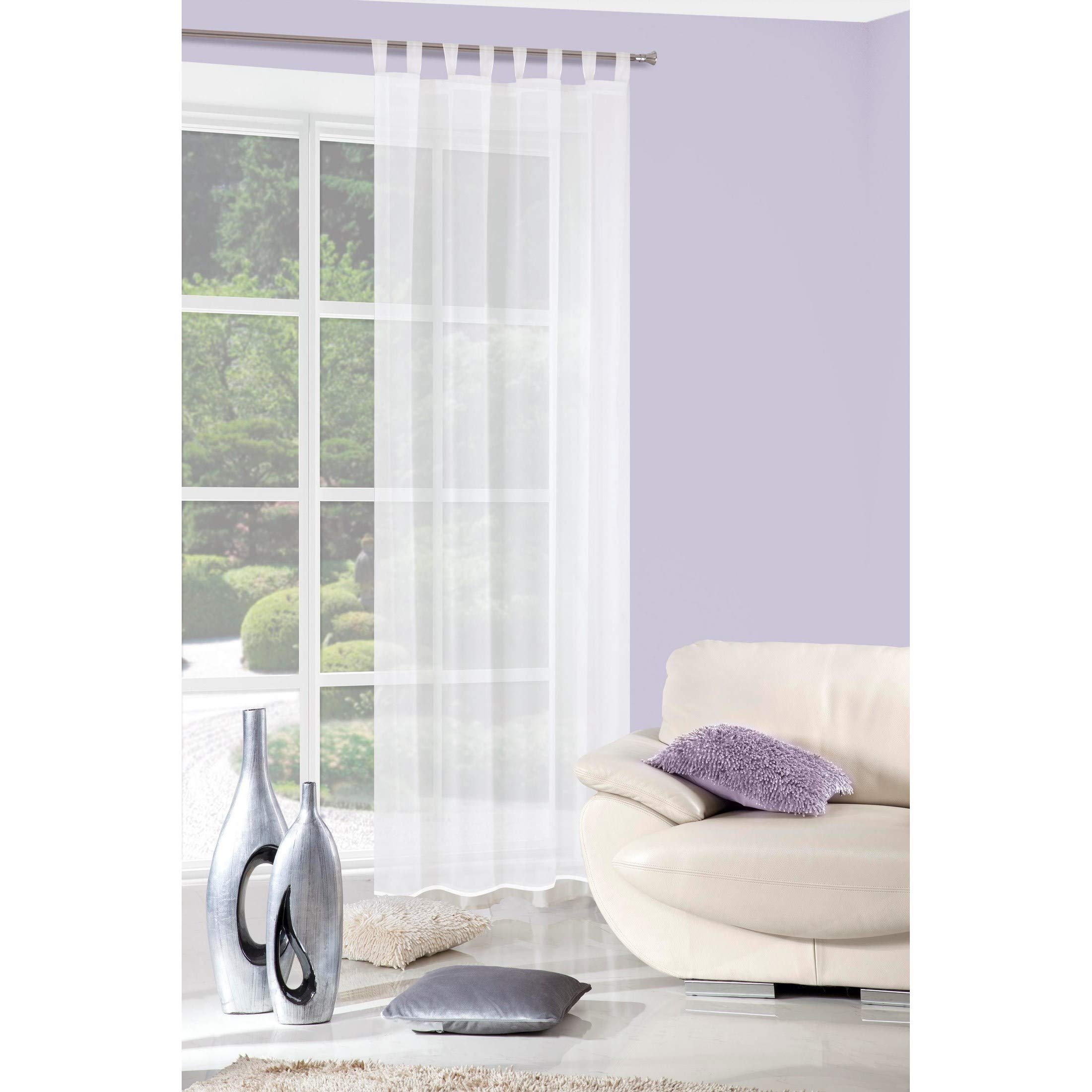 Eurofirany LUCY Voile Curtain, Sheer Curtain with Rufflette Tape - 1 Unit, Bedroom, Living Room, Kitchen, White, 140x250 cm - Image 4