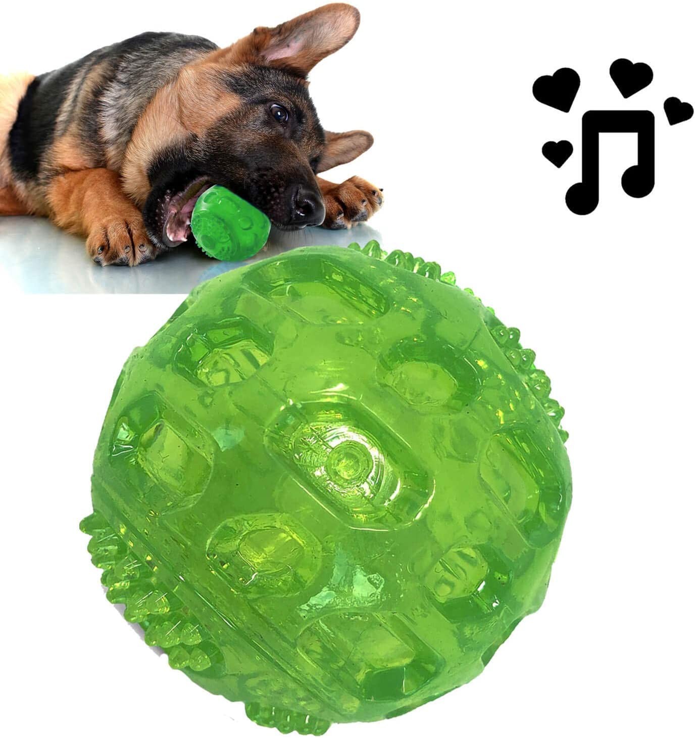 KUTKUT Dura Squeak Dog Ball Interactive Dog Toy That Float & Squeak for Playing, Fetching & Retrieving - Great Alternative to Traditional Dog Tennis Balls Labrador, Golden Retriever (Size: L, Green)