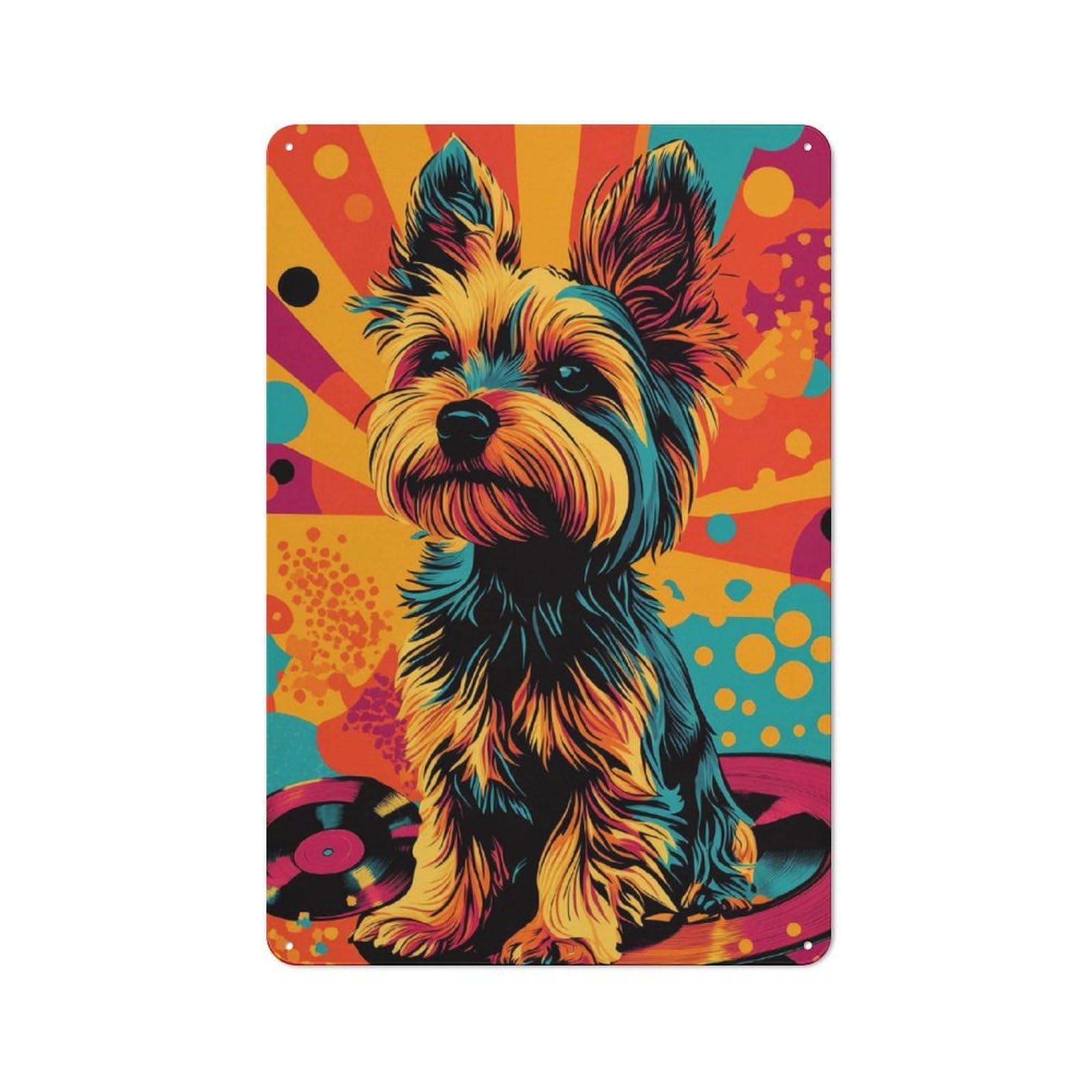 Junmoney Yorkshire Terrier Pop Art Yorkshire Terrier Metal Plaque 30X20cm With Funky Pop Art For Pub Or Café, Rustic Decor, For Pub Decor Enthusiasts