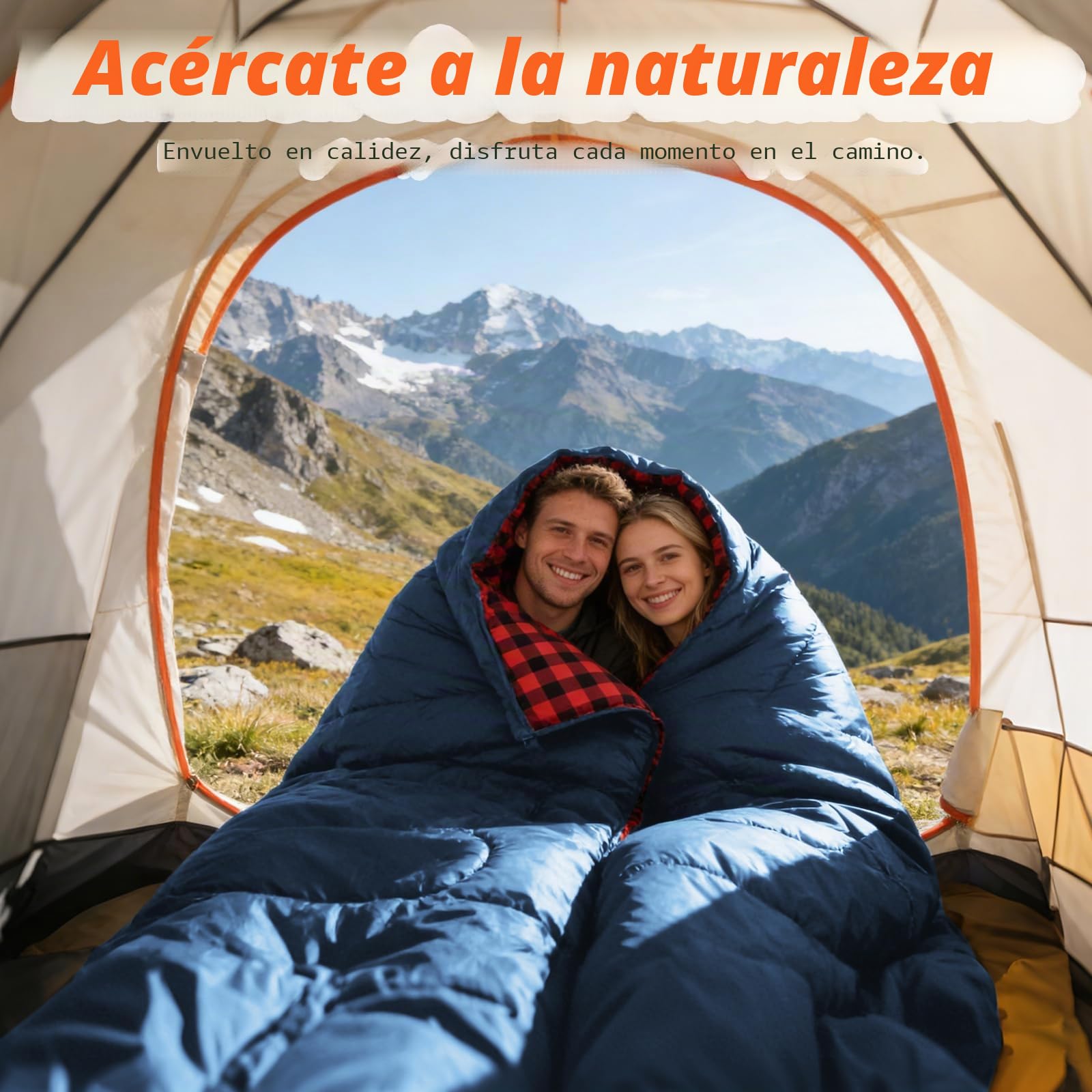 SWTMERRY Saco de dormir doble para camping para adultos, saco de dormir para 2 personas, 230 x 160 cm, con 2 almohadas para familia, exteriores, senderismo, viajes