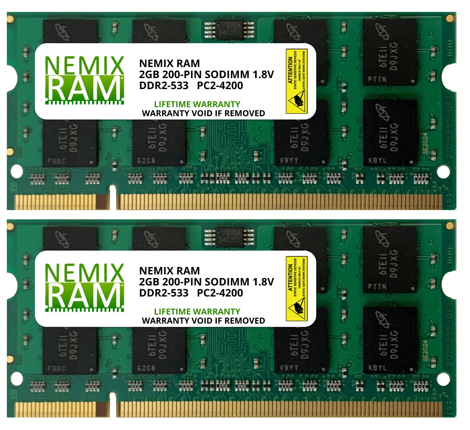 NEMIX RAM 4GB (2X2GB) DDR2 533MHZ PC2-4200 2Rx8 1.8V 200-PIN Non