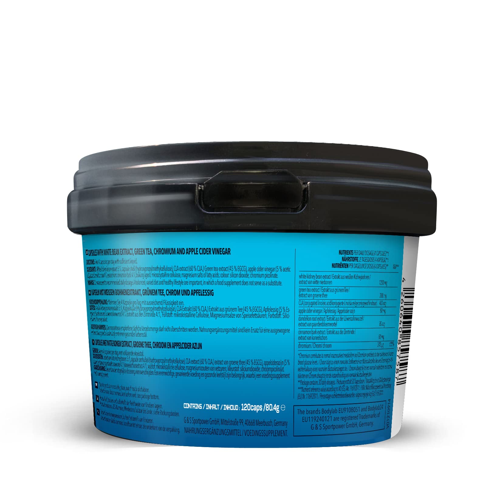 Bodylab24 Carb Blocker 120 Kapseln, Kohlenhydratblocker aus pflanzlichen Ballaststoffen und wertvollen Pflanzenextrakten, ideal zur Unterstützung des Gewichtsmanagements