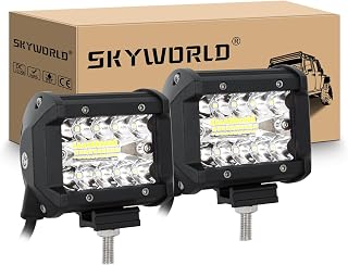 SKYWORLD 4inch 60W LED Work Light 8D Flood Spot Combo Beam Pod Light LED Work Lights Bar 6000K for Car Truck Offroad Driving Lamp Vehicles Atvs Utvs Waterproof 2PCS