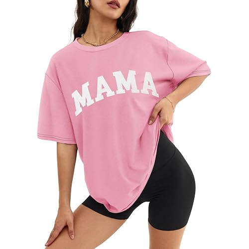 ATHMILE Womens Oversized T Shirts Short Sleeve Workout Tops | Cotton Casual Loose Fit Basic Graphics Gym Summer Plus Size Fashion Clothes