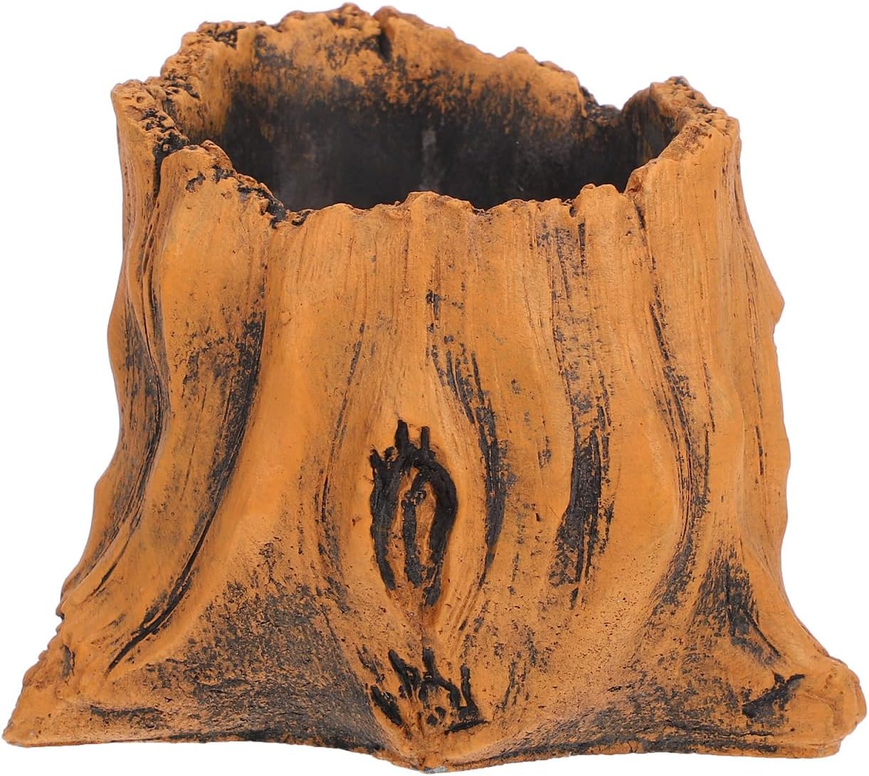 Sosoport Vintage Cement Pot with Faux Tree Stump Design for Succulent Plant Container Indoor Outdoor Planter 4.13X3.93X3.54 Inches