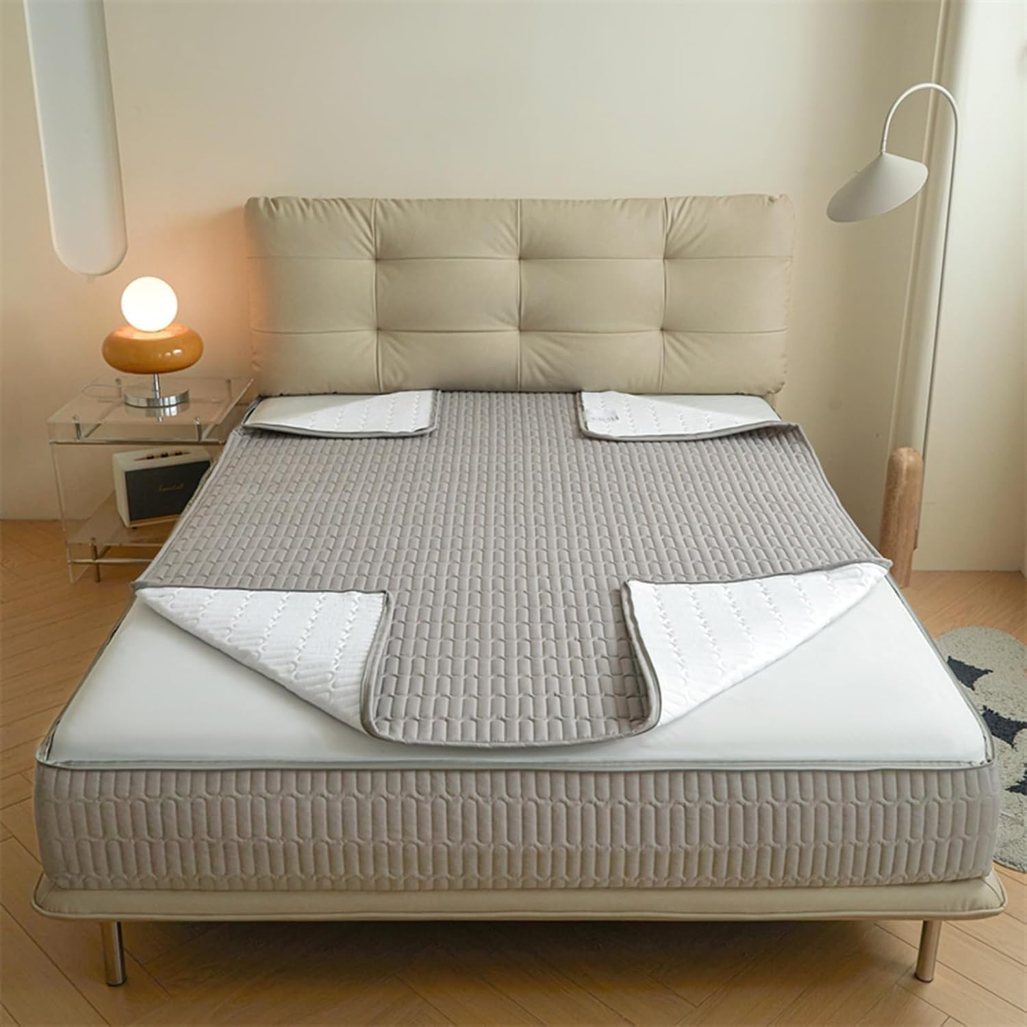 Matratzenschoner mit reißverschluss 90 x 200 180x200 Boxspringbett, Matratzenbezug 140x200 160x200 für Matratzen-Höhe 5-40cm, Atmungsaktiv Gesteppt Matratzenhülle(Grau,200x200+15cm)