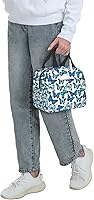 Vista 7 de Lonchera térmica para mujer con estampado de mariposa azul, térmica, impermeable, reutilizable, con bolsillo grande para el trabajo, oficina, picnic