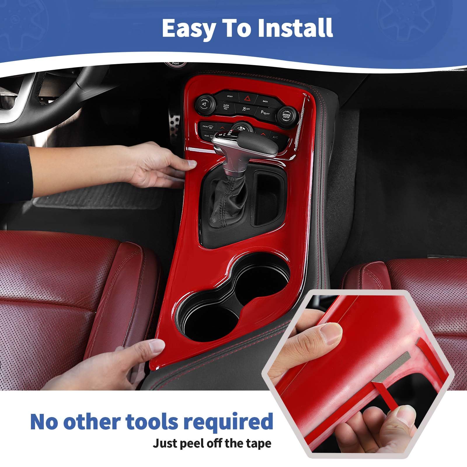 RT-TCZ for Challenger Red Center Console Gear Shift Panel Trim