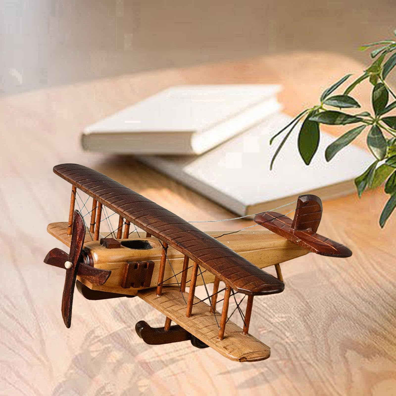 Flugzeug Dekoration Vintage Holz Flugzeugmodell Sammlerstück Geschenkidee Kinder Handarbeit Reiseerinnerung für Schreibtisch Regale Wohnu, Stil c