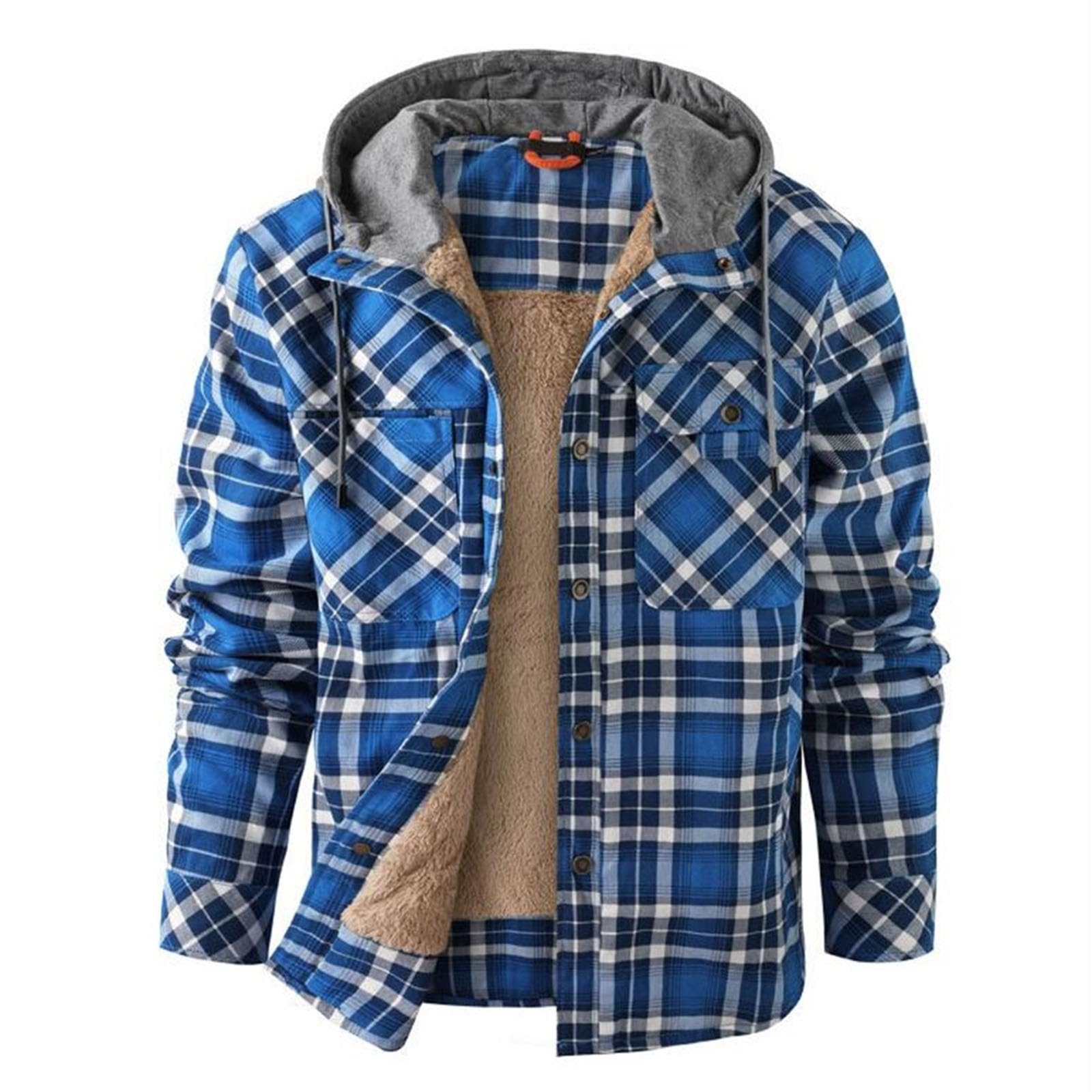 Sudadera A Cuadros Para Hombre - Capucha - Térmica - Forro Polar - Invierno - Estilo Casual