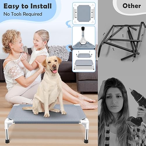 Miniatura 3 de Cama elevada de enfriamiento para perros, cama elevada para perros medianos, cunas portátiles para mascotas con patas de goma antideslizantes,
