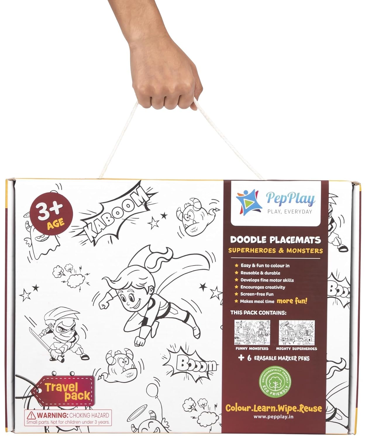 Buy PepPlay Doodle Placemats Superheroes and Monsters, 2 Coloring