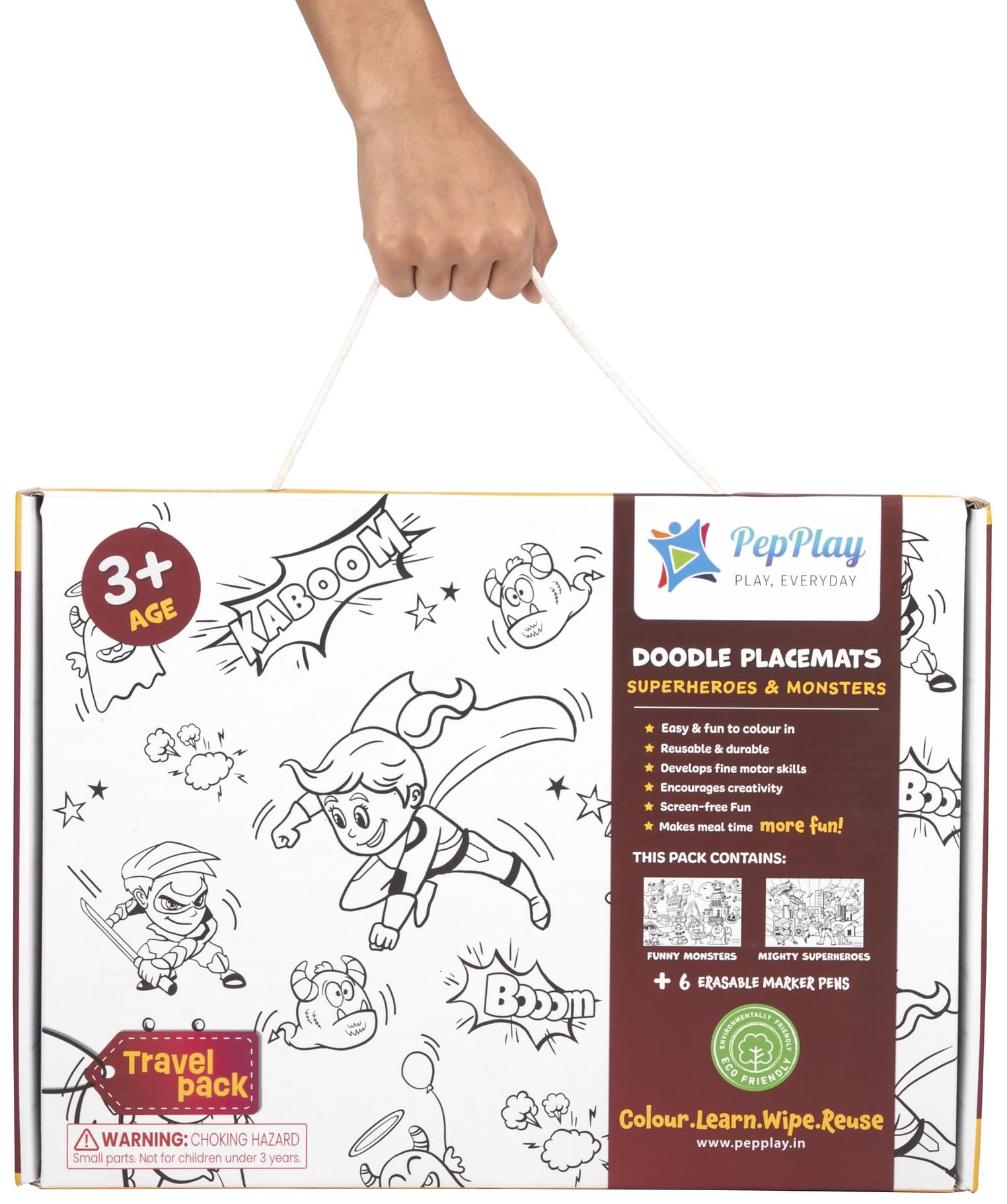 PepPlay Doodle Placemats - Superheroes and Monsters, 2 Coloring mats & 6 Quick Dry Smudge-Free Markers, Travelling Toys, No Mess Art Kit, Color and Wipe, Gifts for 3-7 Years (B0BXLNJ69H) Amazon Price History, Amazon Price Tracker