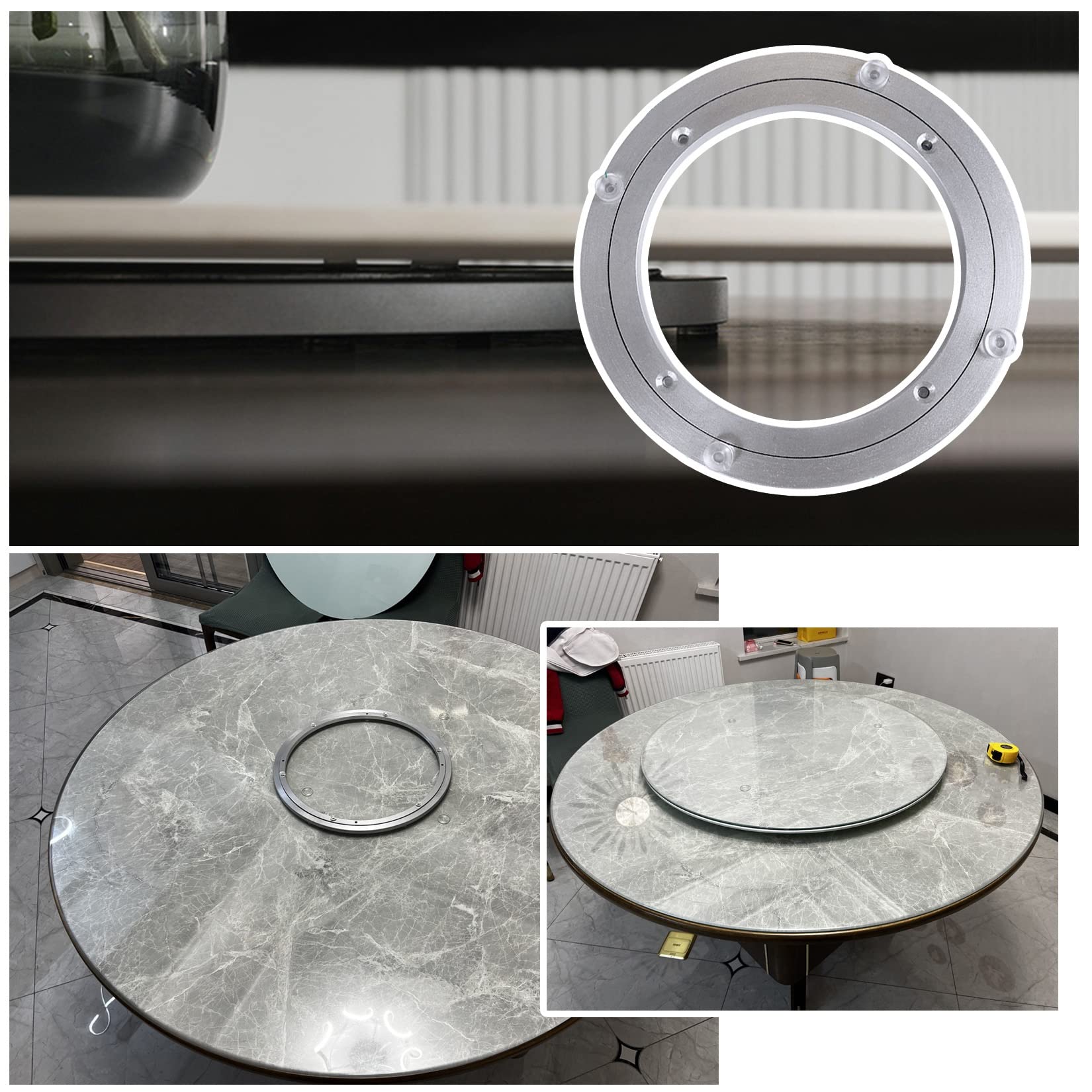 Cuscinetto for giradischi in lega di alluminio, Cuscinetto for giradischi girevole Lazy Susan in lega di alluminio Argento cm(70 cm)