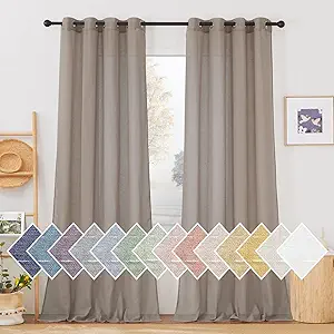 NICETOWN Linen Sheer Curtains 96 inches Long, (Burlap) Grommet Semi Sheer Flax Textued Vertical Drapes Privacy with Light Filtering for Living Room/Farm House, W52 x L96, 1 Pair