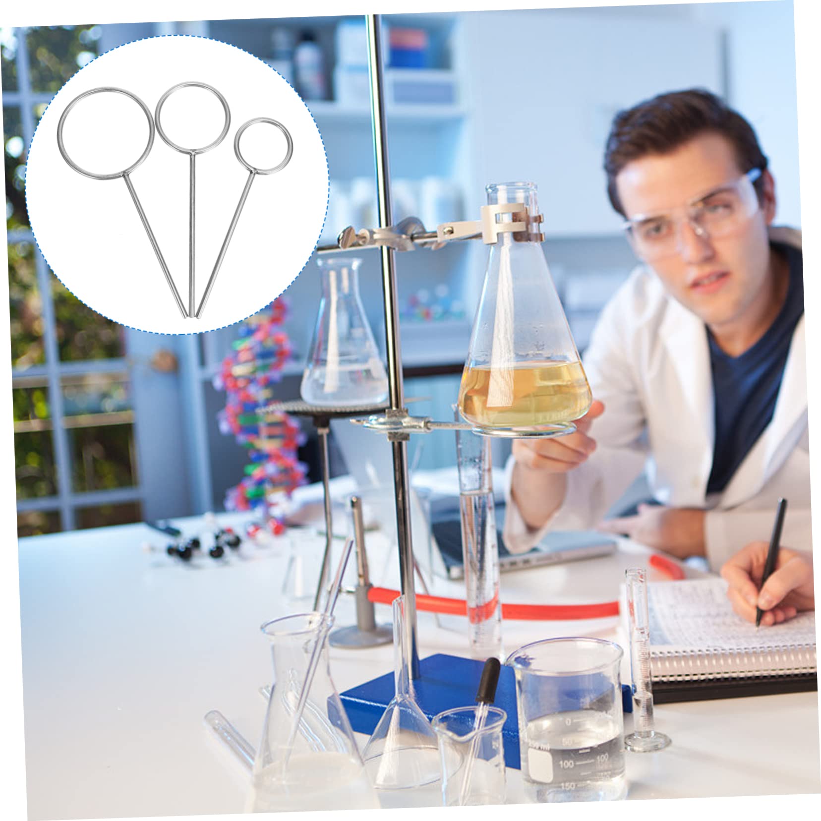 NAMOARLY Fine Crafted Silver Laboratory Support Ring 3pcs Set Acid Alkali Resistant Precision Producti