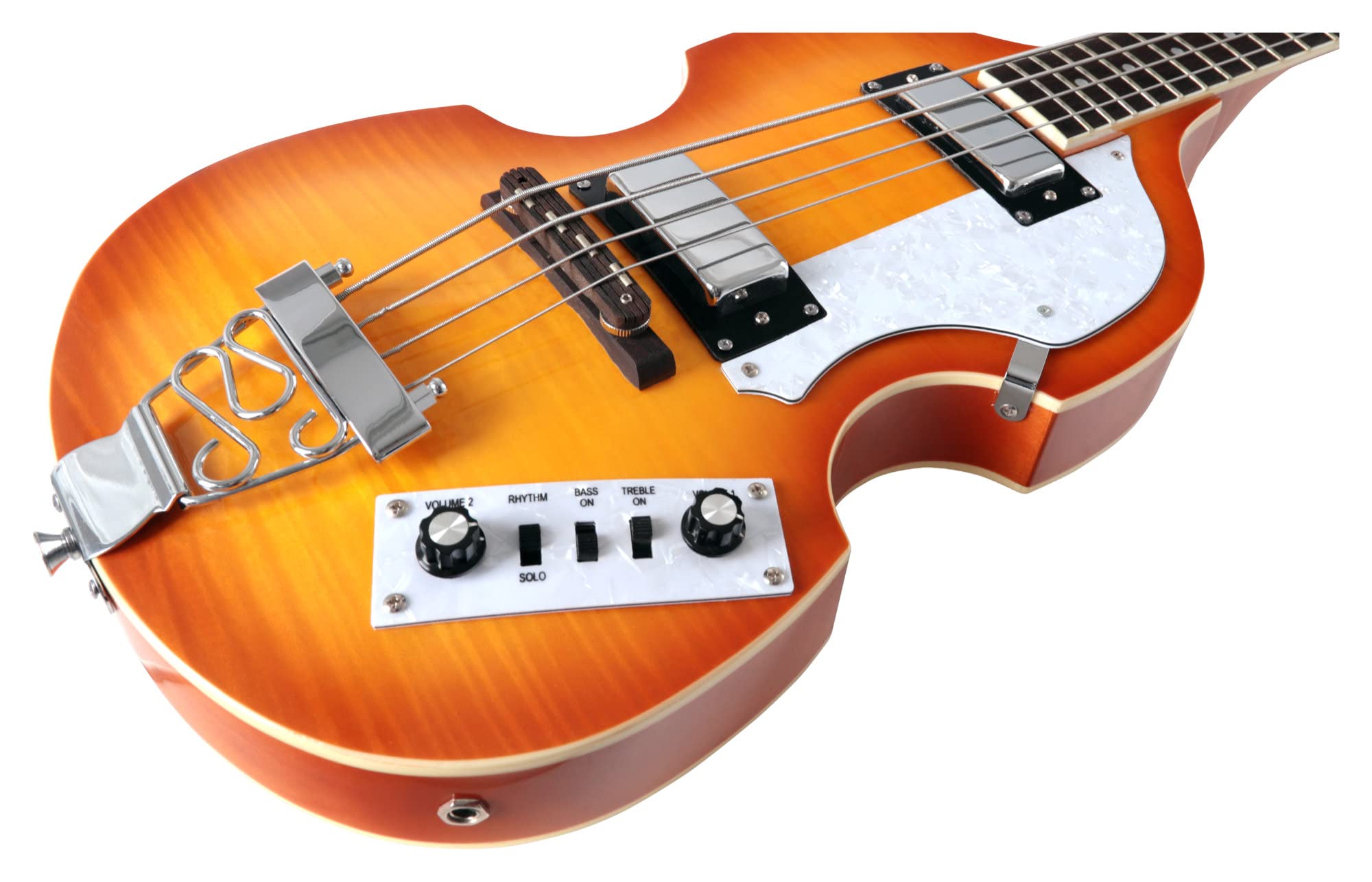 Rocktile VB-1 Sir Paul Vintage Beatbass Set E-Bass Hollow Body Violinbass 2 Humbucker Pickups Sunburst