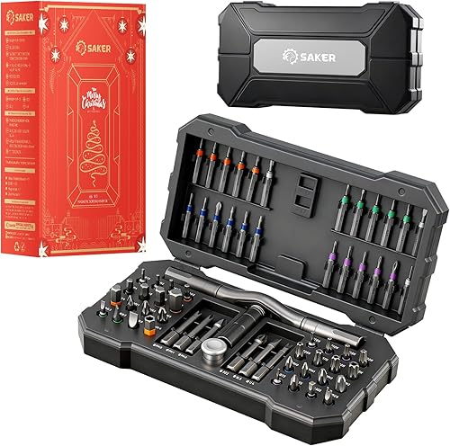 Saker Juego de destornilladores magnéticos 66 en 1, juego de destornilladores de trinquete con mango desmontable, kit de herramientas de reparación