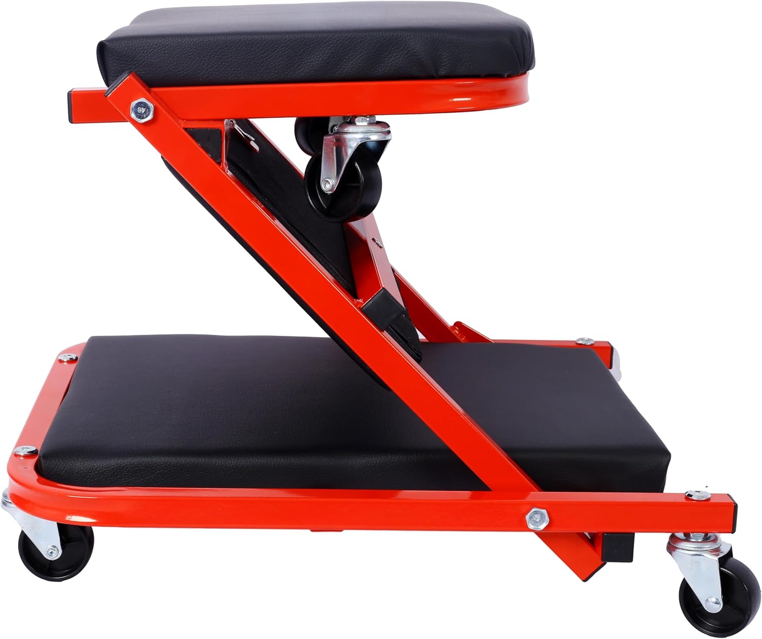 LuckyNote Mechanic, Garage Gift, 36" Z Creeper Seat, 2 in 1 Mechanic Gifts, 300 lbs Capacity, Low Profile Creeper with 6 pcs Wheels in Garage/Shop for Fathers Day Tool Gift (red)