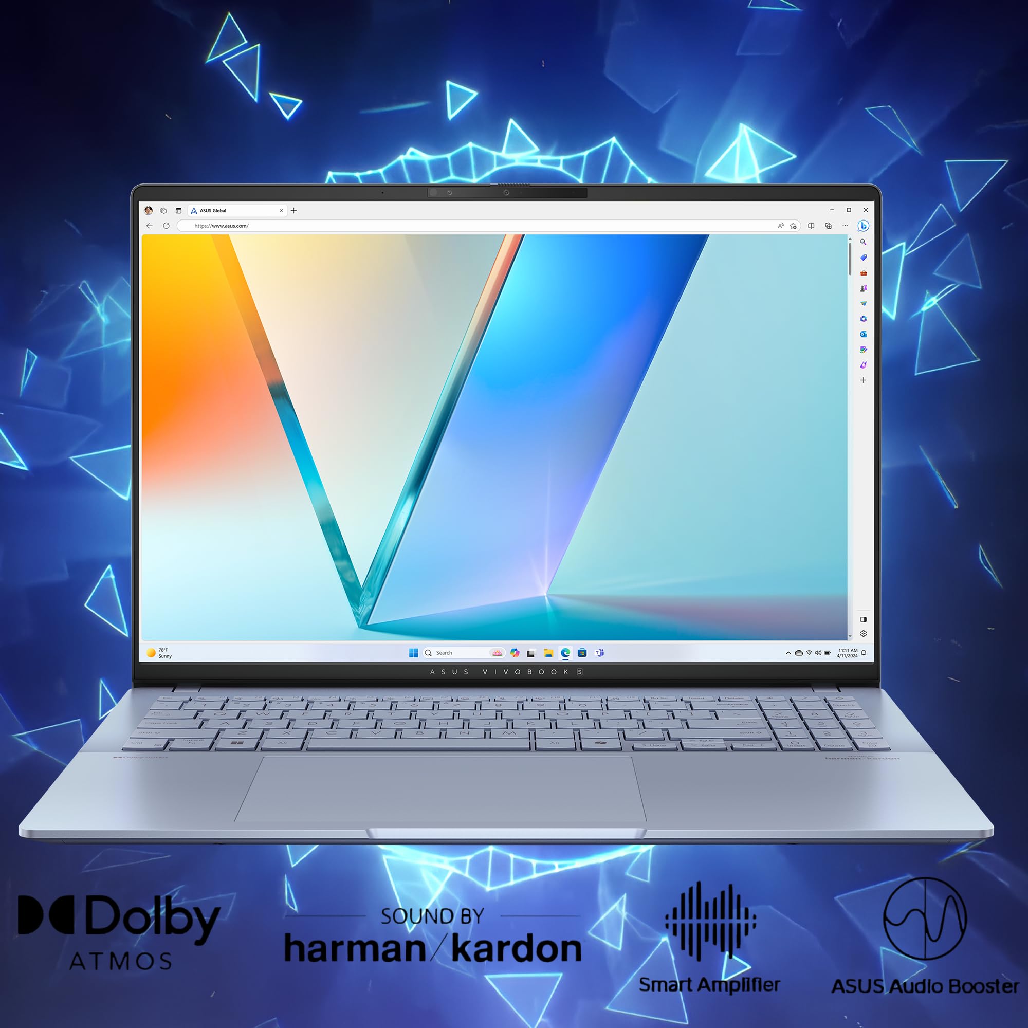 ASUS Vivobook S16 Copilot+ AI PC portatile 16" 2.8K OLED 120Hz Intel Core Ultra 9 285H 32GB RAM 2TB SSD Retroilluminazione RGB Win11 Pro