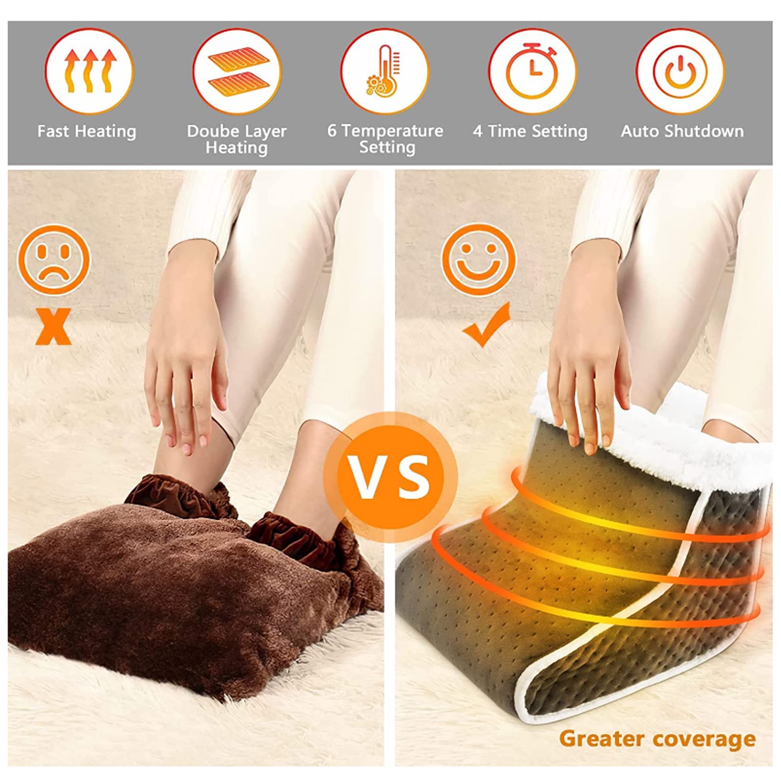 Calentador de pies eléctrico, Calentador de pies, Calentadores de pies con calefacción eléctrica for hombres y mujeres Botas de calentamiento de pies 6 Niveles de calor 4 Temporizadores con cuenta reg