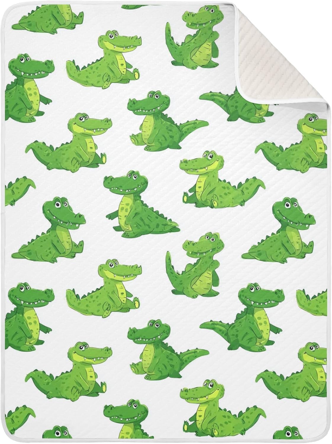 Pigsaly Cartoon Alligators Baby Blankets 30 X 40 in Green Crocodiles Toddler Blanket Newborn Crib Blanket Nursery Bed Blankets for Stroller Toddler Bed Carseat