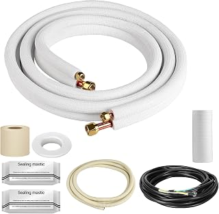 10 ft Mini Split Line Set 3/8″ + 1/4″ Triple-Layer Insulated, Pre-Flared, Leak-Proof Tubing Kit for Home, Office & Workshop Ductless AC & Heat Pump Systems（99.9% Copper）