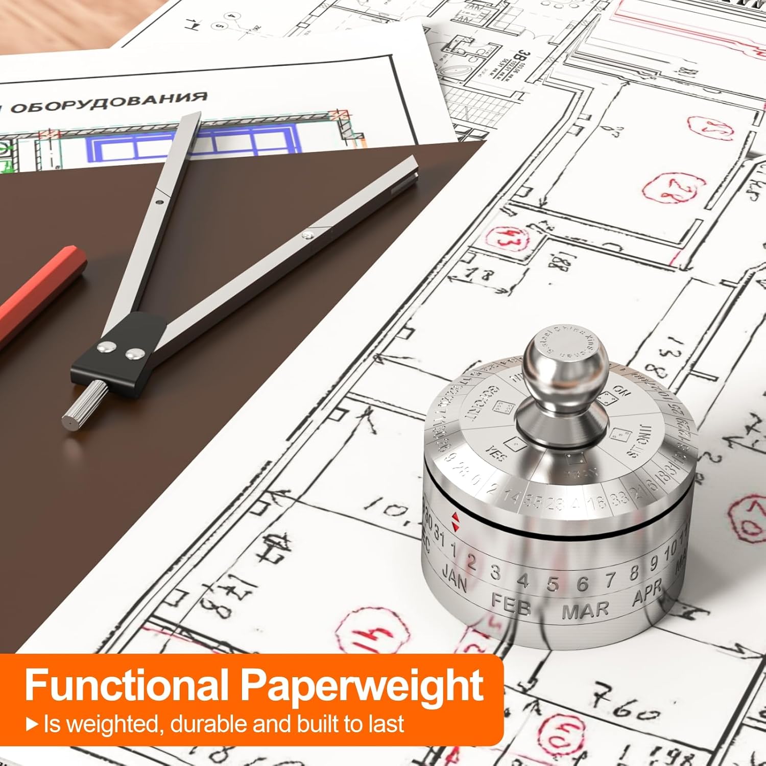 Stainless Steel Lucky Fidgeting Spinner Mens Gifts Office Desktop Anxiety Relief Paperweight Roulette Dice Game Decision Maker Important Date Reminder Calendar