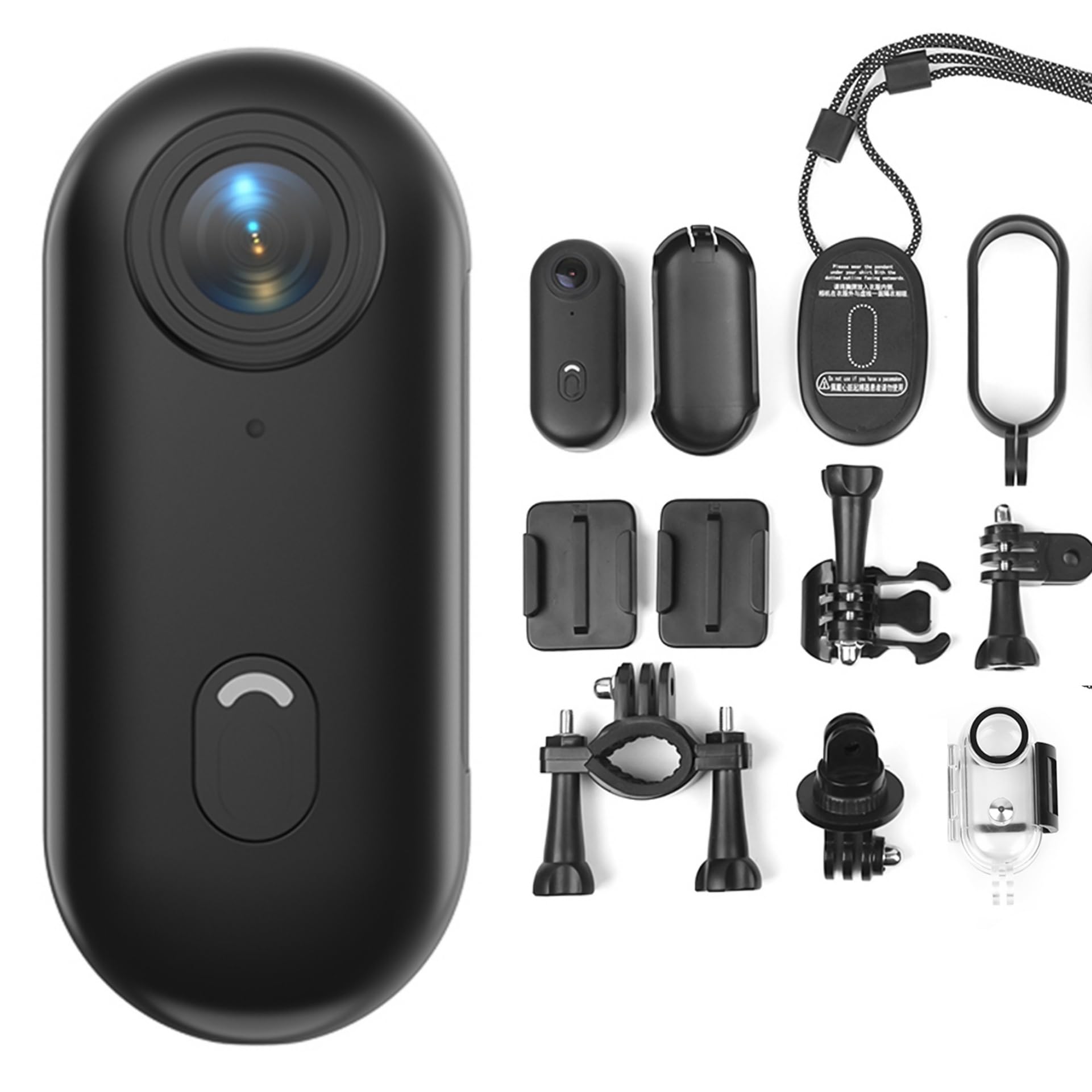 Camnoon Caméra d'action 1080P WiFi, Objectif Grand Angle 120°, Batterie intégrée 800 mAh avec dragonne magnétique, Clip arrière, boîtier étanche, Carte TF 32 Go, Accessoires de Montage (Noir