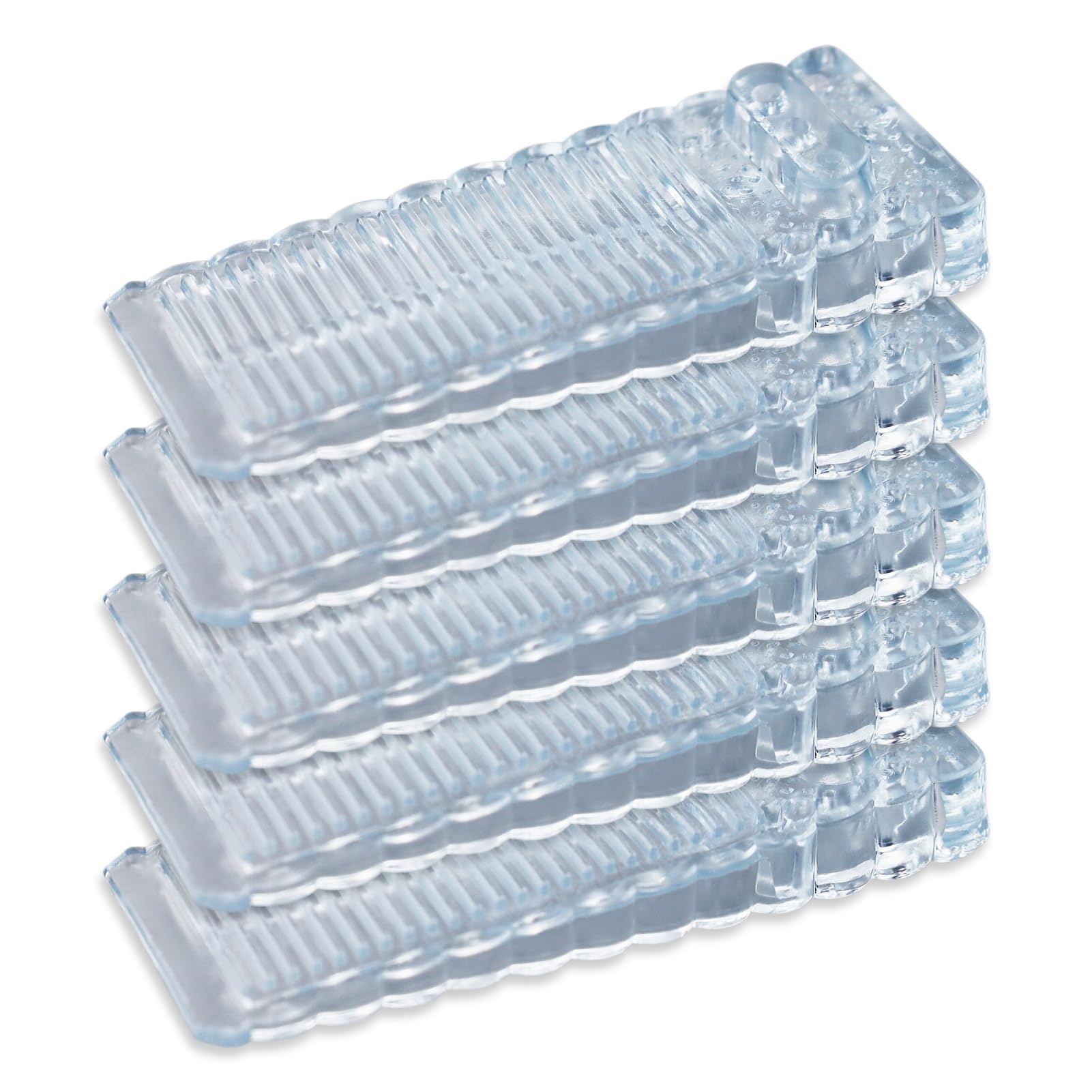 Premium 5 Pack Clear Rubber Door Stops - Anti Slip Heavy Duty Wedges for Floor Patio (Transparent)