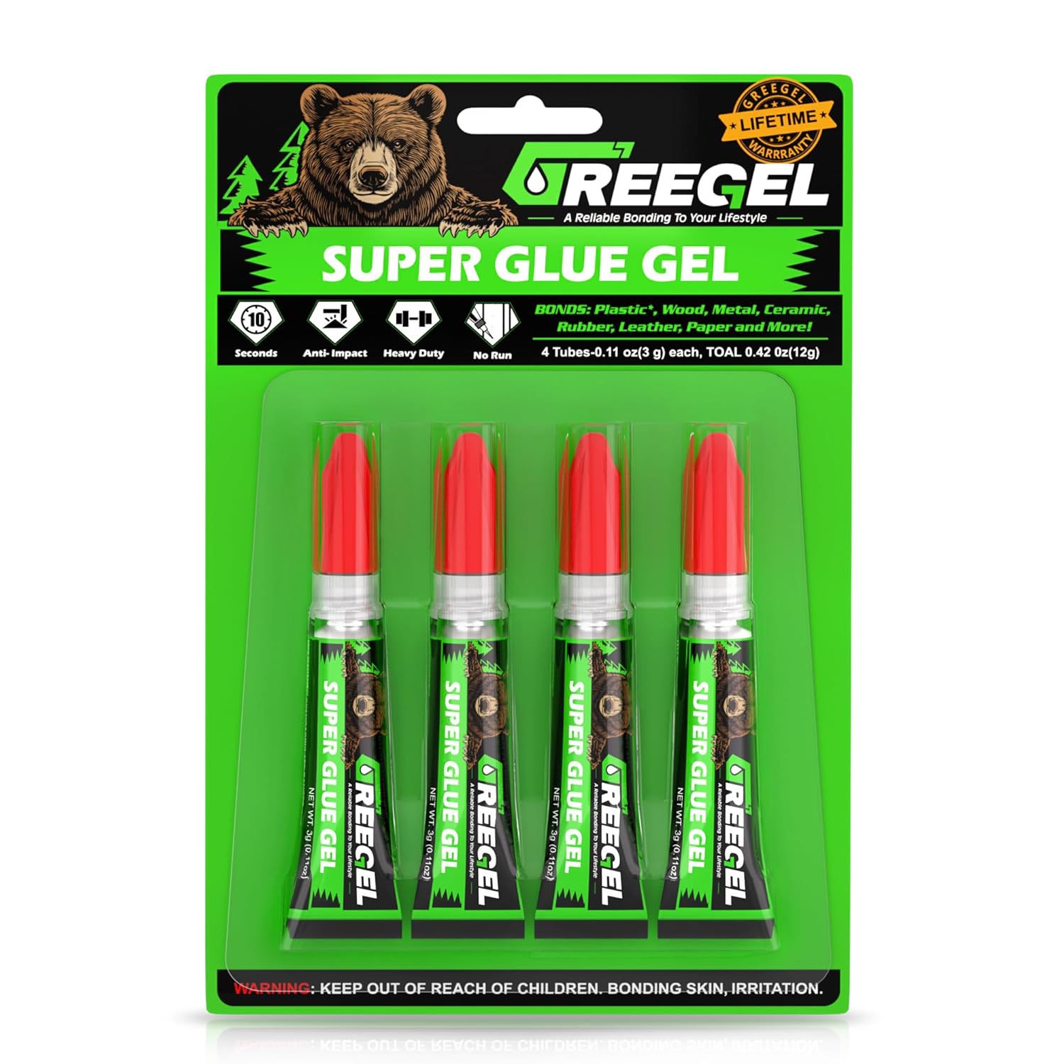 Super Glue Gel for Plastic, Shoes, Metal, Ceramic, Wood - All Purpose Superglue Clear Instant Cyanoacrylate Adhesive (CA) Single Use Glue for Quick Fixes & Household Repairs - 3G x 4